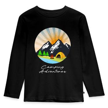 Aventures en camping - T-shirt manches longues Premium Enfant - noir - Devant - AI Model Kid Male (0cm)