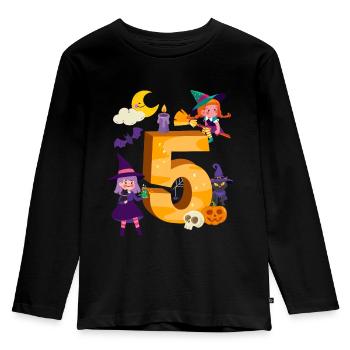 5. Geburtstag Hexe Besen 5 Jahre Alt Kind - Kinder Premium Bio Langarmshirt - Schwarz - Vorne - AI Model Kid Male (0cm)