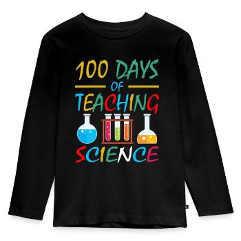 100 jours de cours de sciences Enseignants de matières scolaires - T-shirt manches longues Premium Enfant - noir - Devant - AI Model Kid Male (0cm)