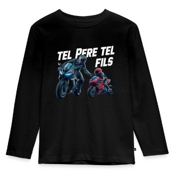 Tel Père Tel Fils Motard Cadeau Humour Moto Course - T-shirt manches longues Premium Enfant - noir - Devant - AI Model Kid Male (0cm)