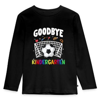 Goodbye Kindergarten Fußball Schultüte - Kinder Premium Bio Langarmshirt - Schwarz - Vorne - AI Model Kid Male (0cm)