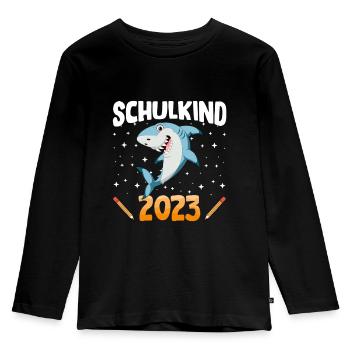 Hai Schulkind 2023 - Kinder Premium Bio Langarmshirt - Schwarz - Vorne - AI Model Kid Male (0cm)