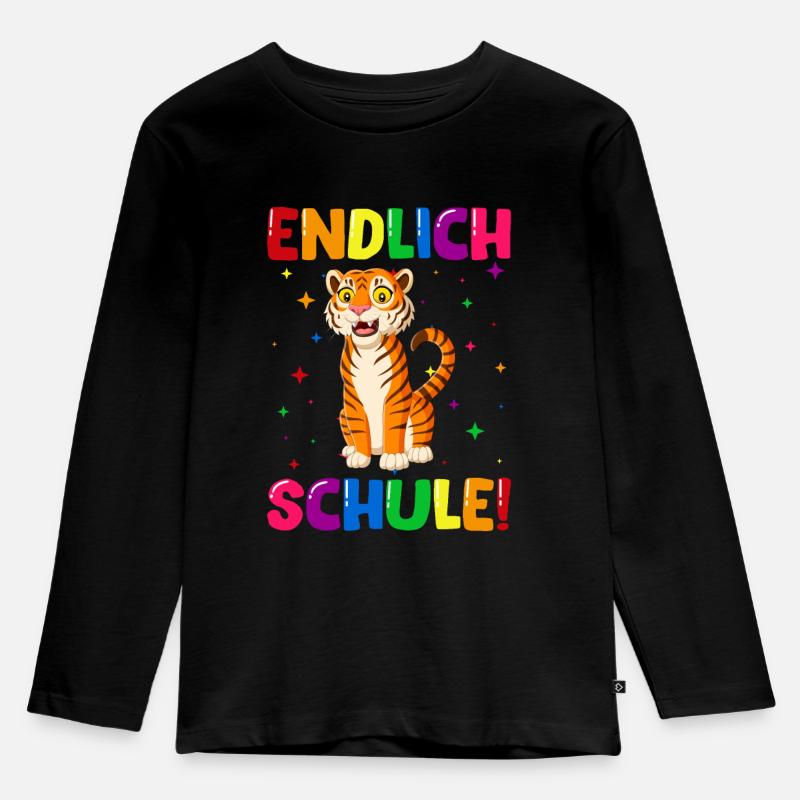 Endlich Schule Tiger 1. Klasse - Kinder Premium Bio Langarmshirt - Schwarz