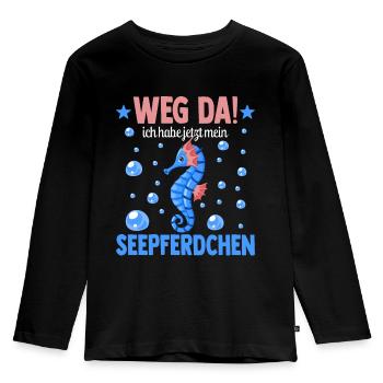 Seepferdchen Abzeichen Seepferdchen bestanden - Kinder Premium Bio Langarmshirt - Schwarz - Vorne - AI Model Kid Male (0cm)