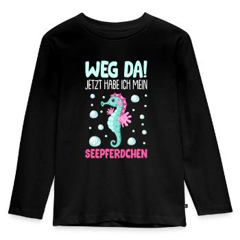 Seepferdchen Abzeichen Seepferdchen bestanden 2022 - Kinder Premium Bio Langarmshirt - Schwarz - Vorne - AI Model Kid Male (0cm)