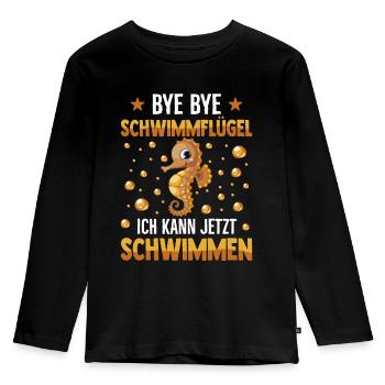 Seepferdchen Abzeichen Seepferdchen bestanden - Kinder Premium Bio Langarmshirt - Schwarz - Vorne - AI Model Kid Male (0cm)