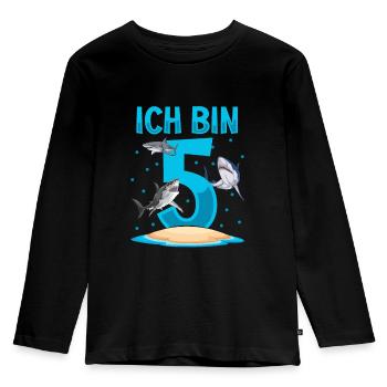 Ich bin 5. Kindergeburtstag Hai - Kinder Premium Bio Langarmshirt - Schwarz - Vorne - AI Model Kid Male (0cm)