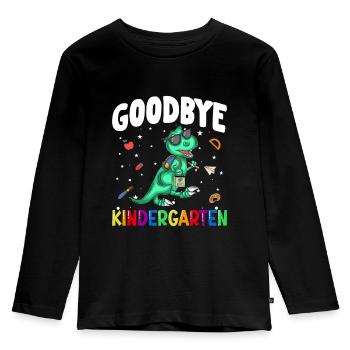 Goodbye Kindergarten Dino Schultüte - Kinder Premium Bio Langarmshirt - Schwarz - Vorne - AI Model Kid Male (0cm)