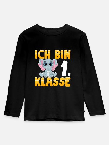 Ich bin 1. Klasse - Kinder Premium Bio Langarmshirt - Schwarz