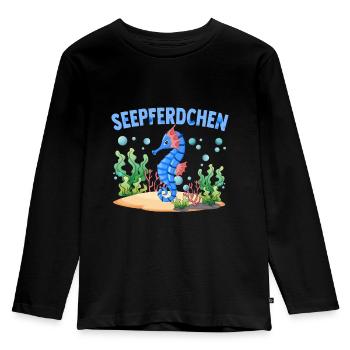 Seepferdchen Abzeichen Seepferdchen bestanden - Kinder Premium Bio Langarmshirt - Schwarz - Vorne - AI Model Kid Male (0cm)