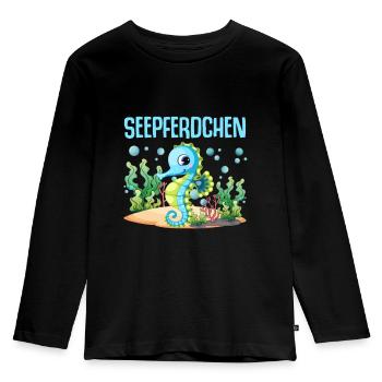 Seepferdchen Abzeichen Seepferdchen bestanden - Kinder Premium Bio Langarmshirt - Schwarz - Vorne - AI Model Kid Male (0cm)