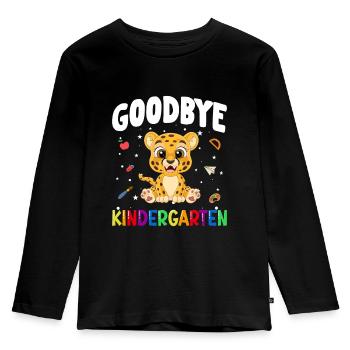 Goodbye Kindergarten Leopard Einschulung Schule - Kinder Premium Bio Langarmshirt - Schwarz - Vorne - AI Model Kid Male (0cm)