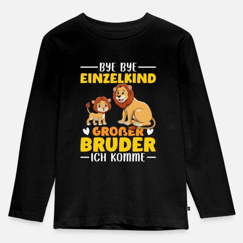 Großer Bruder 2023 Löwe Geschenk - Kinder Premium Bio Langarmshirt - Schwarz
