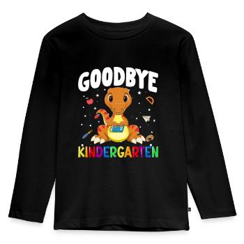 Goodbye Kindergarten Dino Schultüte - Kinder Premium Bio Langarmshirt - Schwarz - Vorne - AI Model Kid Male (0cm)