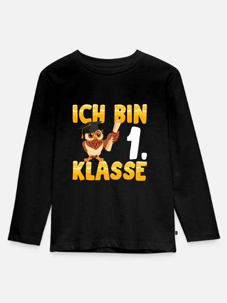 Ich bin 1. Klasse - Kinder Premium Bio Langarmshirt - Schwarz