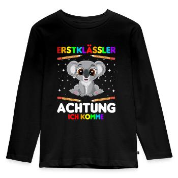 Erstklässler Achtung ich komme - Kinder Premium Bio Langarmshirt - Schwarz - Vorne - AI Model Kid Male (0cm)