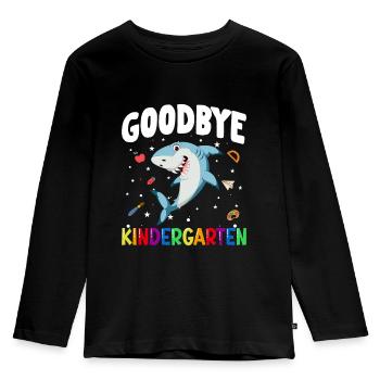 Goodbye Kindergarten Hai Einschulung Schule - Kinder Premium Bio Langarmshirt - Schwarz - Vorne - AI Model Kid Male (0cm)