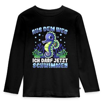 Seepferdchen bestanden - Kinder Premium Bio Langarmshirt - Schwarz - Vorne - AI Model Kid Male (0cm)