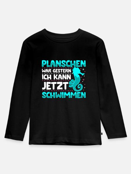 Seepferdchen bestanden - Kinder Premium Bio Langarmshirt - Schwarz
