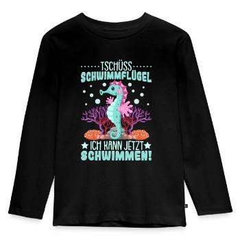 Seepferdchen bestanden - Kinder Premium Bio Langarmshirt - Schwarz - Vorne - AI Model Kid Male (0cm)