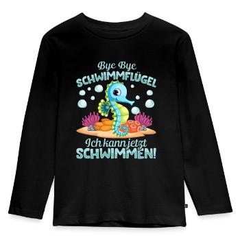 Seepferdchen bestanden - Kinder Premium Bio Langarmshirt - Schwarz - Vorne - AI Model Kid Male (0cm)