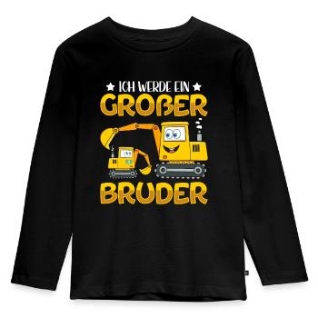 Ich werde ein Großer Bruder 2023 - Kinder Premium Bio Langarmshirt - Schwarz - Vorne - AI Model Kid Male (0cm)