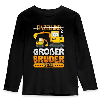 Ich werde ein Großer Bruder 2023 - Kinder Premium Bio Langarmshirt - Schwarz - Vorne - AI Model Kid Male (0cm)