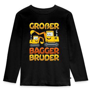 Ich werde ein Großer Bruder 2023 - Kinder Premium Bio Langarmshirt - Schwarz - Vorne - AI Model Kid Male (0cm)
