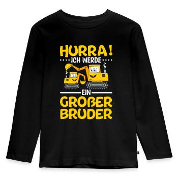 Ich werde ein Großer Bruder 2023 - Kinder Premium Bio Langarmshirt - Schwarz - Vorne - AI Model Kid Male (0cm)
