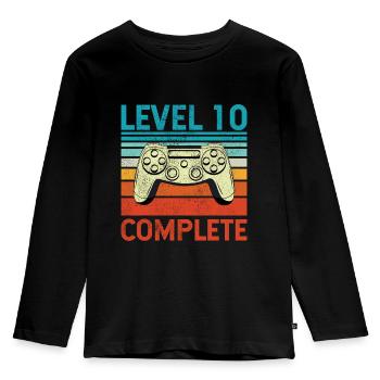 Level 10 Complete - Kinder Premium Bio Langarmshirt - Schwarz - Vorne - AI Model Kid Male (0cm)