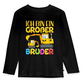 Ich werde ein Großer Bruder 2023 - Kinder Premium Bio Langarmshirt - Schwarz - Vorne - AI Model Kid Male (0cm)