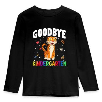 Goodbye Kindergarten Tiger Einschulung Schule - Kinder Premium Bio Langarmshirt - Schwarz - Vorne - AI Model Kid Male (0cm)