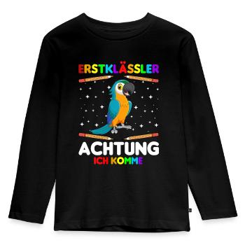 Erstklässler Achtung ich komme - Kinder Premium Bio Langarmshirt - Schwarz - Vorne - AI Model Kid Male (0cm)