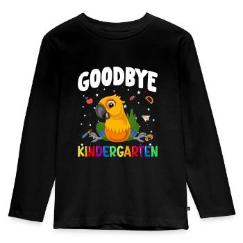 Goodbye Kindergarten Papagei Einschulung Schule - Kinder Premium Bio Langarmshirt - Schwarz - Vorne - AI Model Kid Male (0cm)