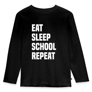 Eat Sleep School Repeat - Kinder Premium Bio Langarmshirt - Schwarz - Vorne - AI Model Kid Male (0cm)