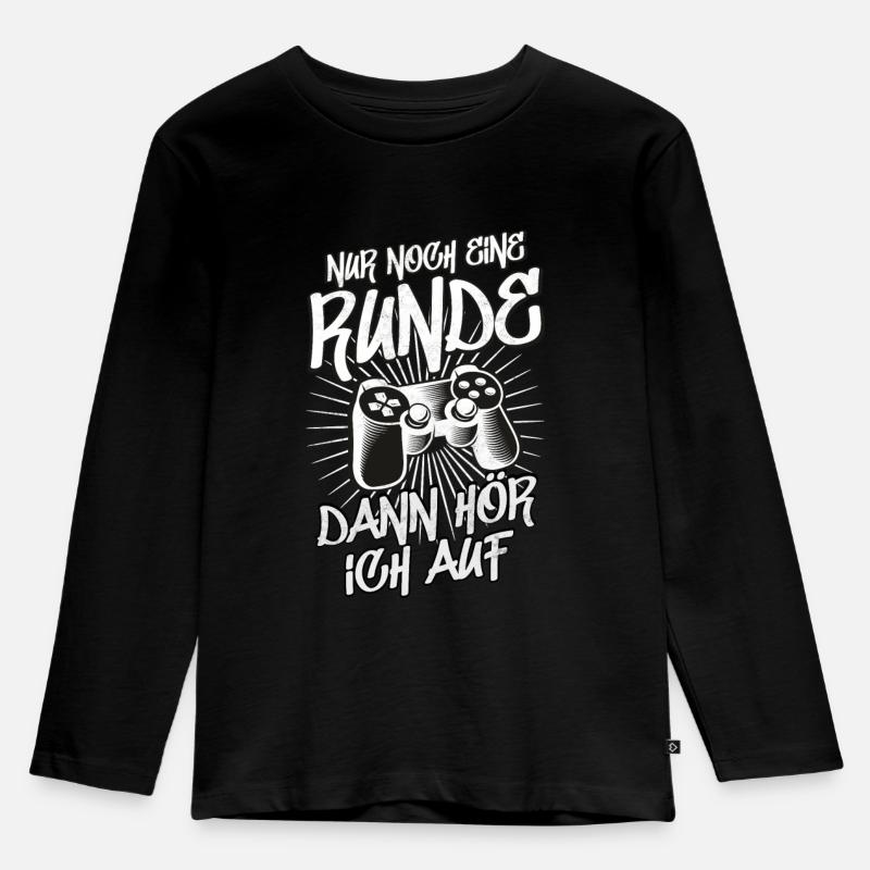 Nur noch eine Runde dann hör ich auf Gamer - Kinder Premium Bio Langarmshirt - Schwarz