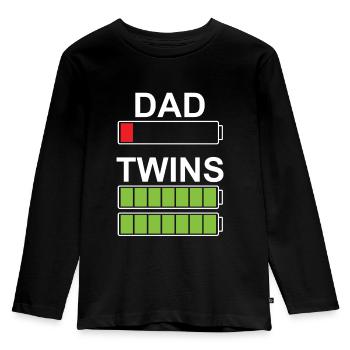 Dad Twins father of twins saying Papa - Kids' Premium Longsleeve Shirt - black - Front - AI Model Kid Male (0cm)