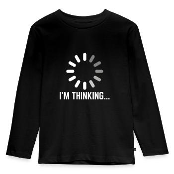 I'm thinking gaming nerd geek thinking - Kids' Premium Longsleeve Shirt - black - Front - AI Model Kid Male (0cm)