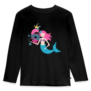 Children's birthday 6 years girl mermaid - Kids' Premium Longsleeve Shirt - black - Front - AI Model Kid Male (0cm)