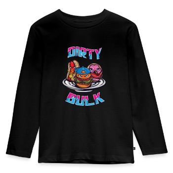 Hamburger Hotdog Donut Essen Food Fastfood Junk - Kinder Premium Bio Langarmshirt - Schwarz - Vorne - AI Model Kid Male (0cm)