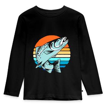 Angeln Fischen - Kinder Premium Bio Langarmshirt - Schwarz - Vorne - AI Model Kid Male (0cm)