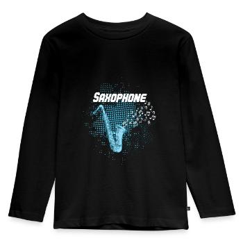 Saxophonist Saxophonist - Kinder Premium Bio Langarmshirt - Schwarz - Vorne - AI Model Kid Male (0cm)