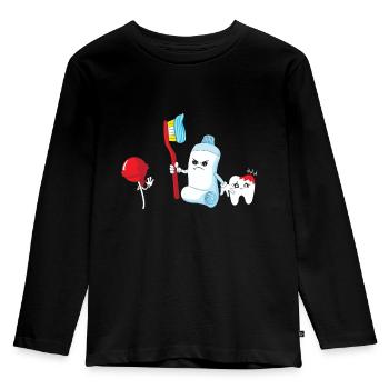 Toothpaste Brush Tooth Dentist Dental Hygienist - Kids' Premium Longsleeve Shirt - black - Front - AI Model Kid Male (0cm)