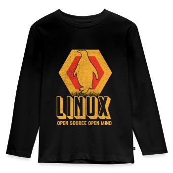 Linux Geek Penguin Nerd Computer Scientist - Kids' Premium Longsleeve Shirt - black - Front - AI Model Kid Male (0cm)