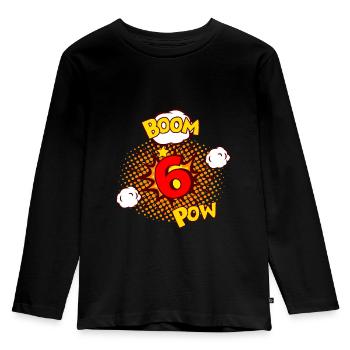 BD ANNIVERSAIRE 6 ans garçon 6 ans - T-shirt manches longues Premium Enfant - noir - Devant - AI Model Kid Male (0cm)