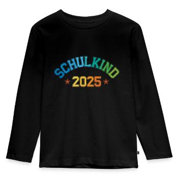 Schulkind 2025 Einschulung College Trikot - Kinder Premium Bio Langarmshirt - Schwarz - Vorne - AI Model Kid Male (0cm)