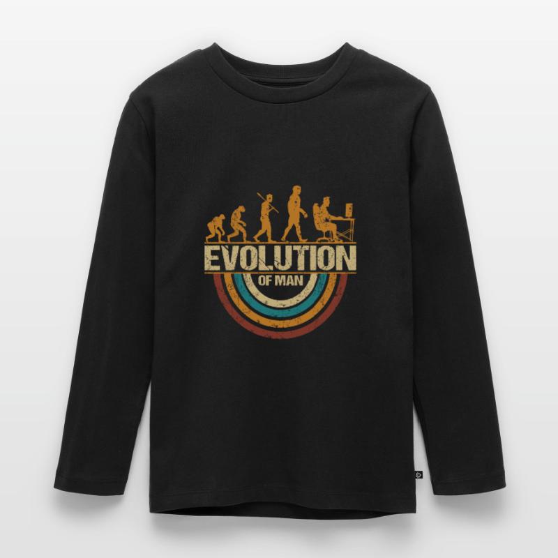 Programmierer Computerfreak Evolution Retro Kinder Premium Bio Langarmshirt
