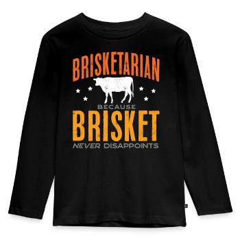 Brisketarian, Brisket, Smoked meat, BBQ - Kids' Premium Longsleeve Shirt - black - Front - AI Model Kid Male (0cm)