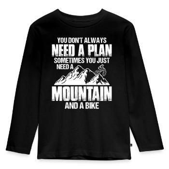 Mountainbiker, Mountainbike - Kinder Premium Bio Langarmshirt - Schwarz - Vorne - AI Model Kid Male (0cm)