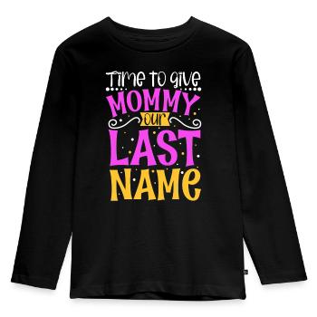 Maman Marry - Fiançailles - T-shirt manches longues Premium Enfant - noir - Devant - AI Model Kid Male (0cm)